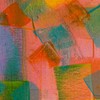 Bold abstract art piece featuring colorful textured patterns and dynamic shapes.